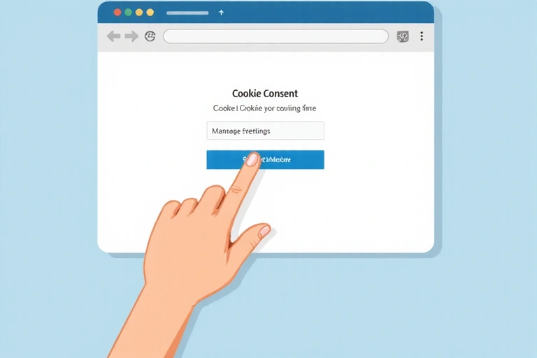 Illustration of a hand clicking on a 'Cookie Settings' button on a website interface.